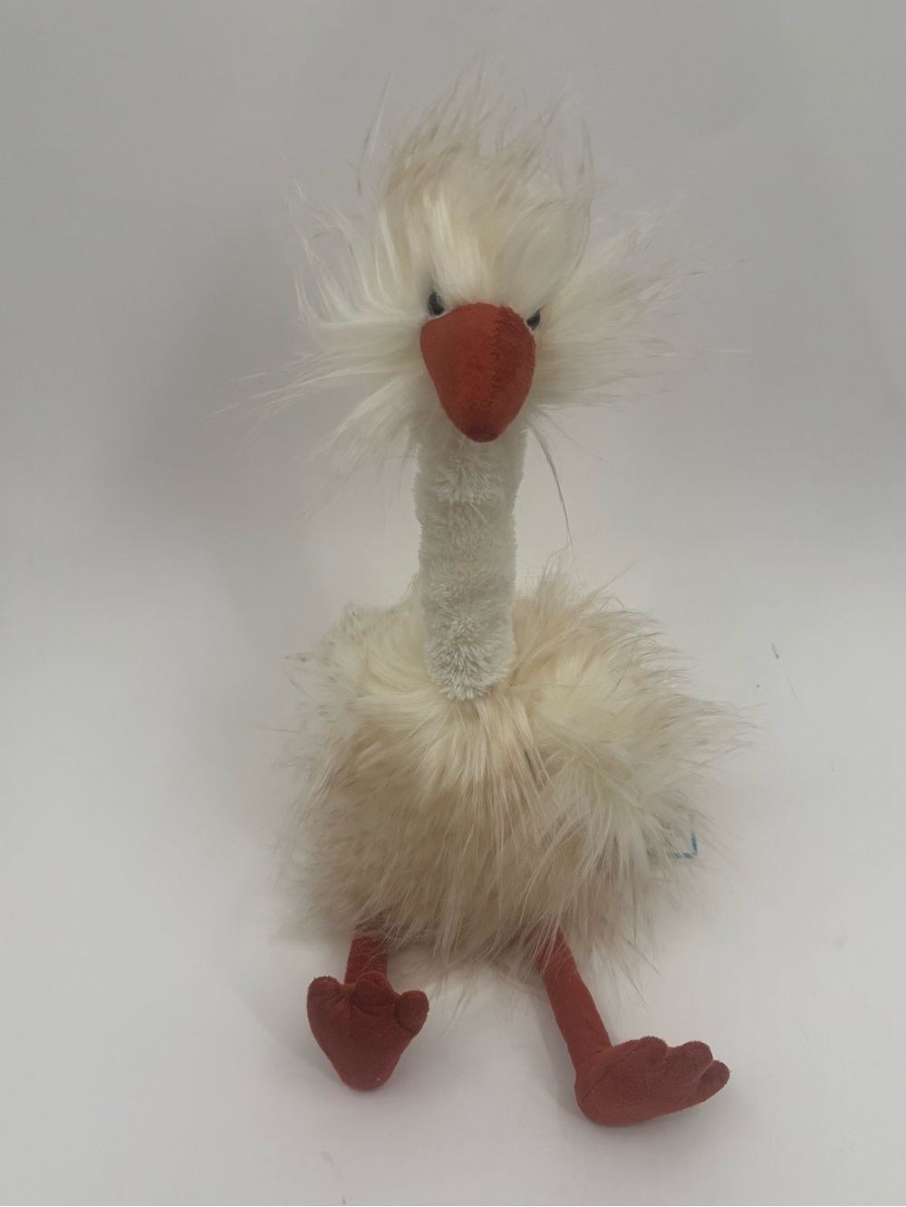 Jellycat Gabby Goose Cream Fluffy Bird with Rust Beak and Feet